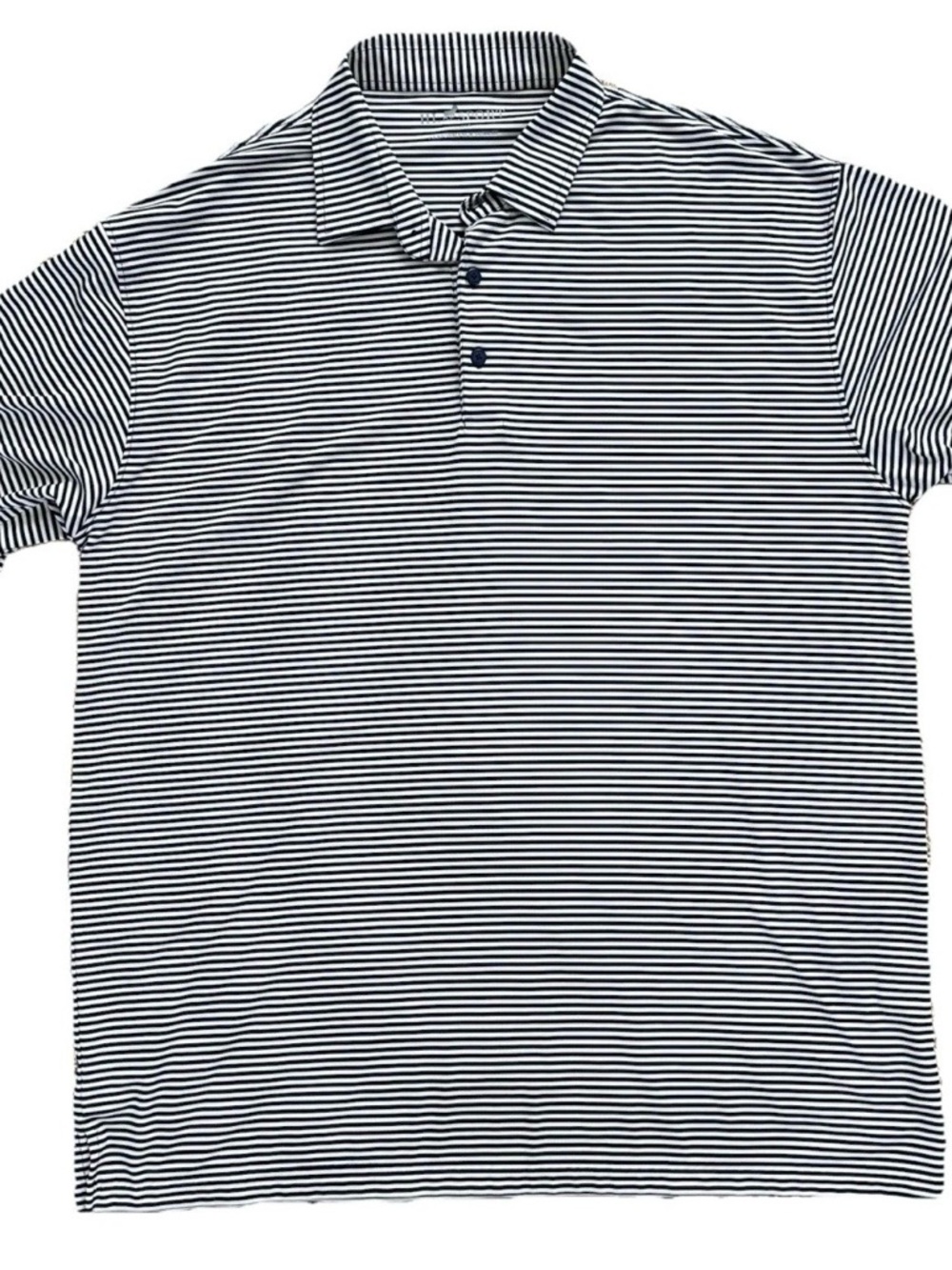 Men's HL Sport Navy & White Sz L Striped Performance Sport Polo Shirt
